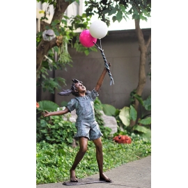 拿氣球女孩 (y16160 銅雕系列- 銅雕大型擺飾、銅雕人物 )